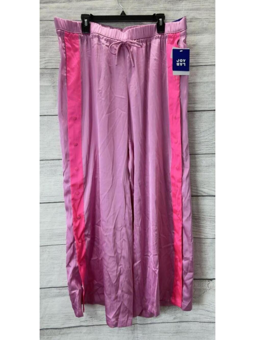JoyLab Cyclamen Satin Low Rise Drawstring Straight Leg Pants Women Size Small